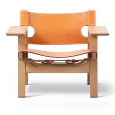 Fredericia Furniture - The Spanish Chair, Oljad ek, Natur läder - Fåtöljer - Børge Mogensen - Beige - Läder/Trä