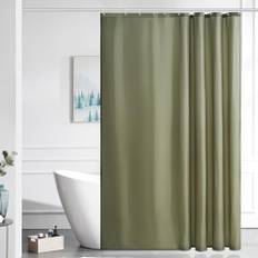 Furlinic duschdraperi mögelbeständigt våtrum badrum polyestertyg salvia grön 2,1 m duschgardiner foder vattentät rostfri tvättbar viktad med 12 krokar extra lång 180 x 210 cm 72 x 84.