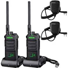 Retevis RT86 Walkie Talkie Långdistans, Handhållen Walkie-Talkie med Högtalarmikrofon, 2600mAh Uppladdningsbar Bärbar Tvåvägsradio, Robust 2-Vägs Radio Klon Nödradio för Tillverkning (Svart, 2St)