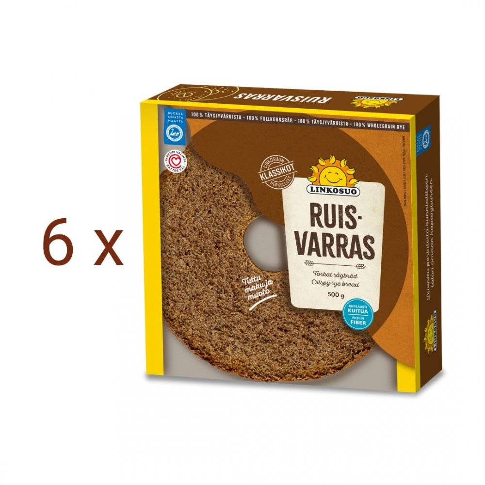 6 st Varrasleipä Torkade rågbröd med kumminsmak 500 g från Linkosuo