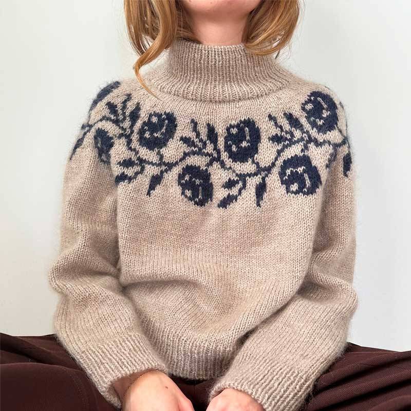 Strikkekit Rosie Yoke sweater i Peer Gynt & Tynd Silk Mohair - 4XL: 23 nøgler garn (14+2+6+1)