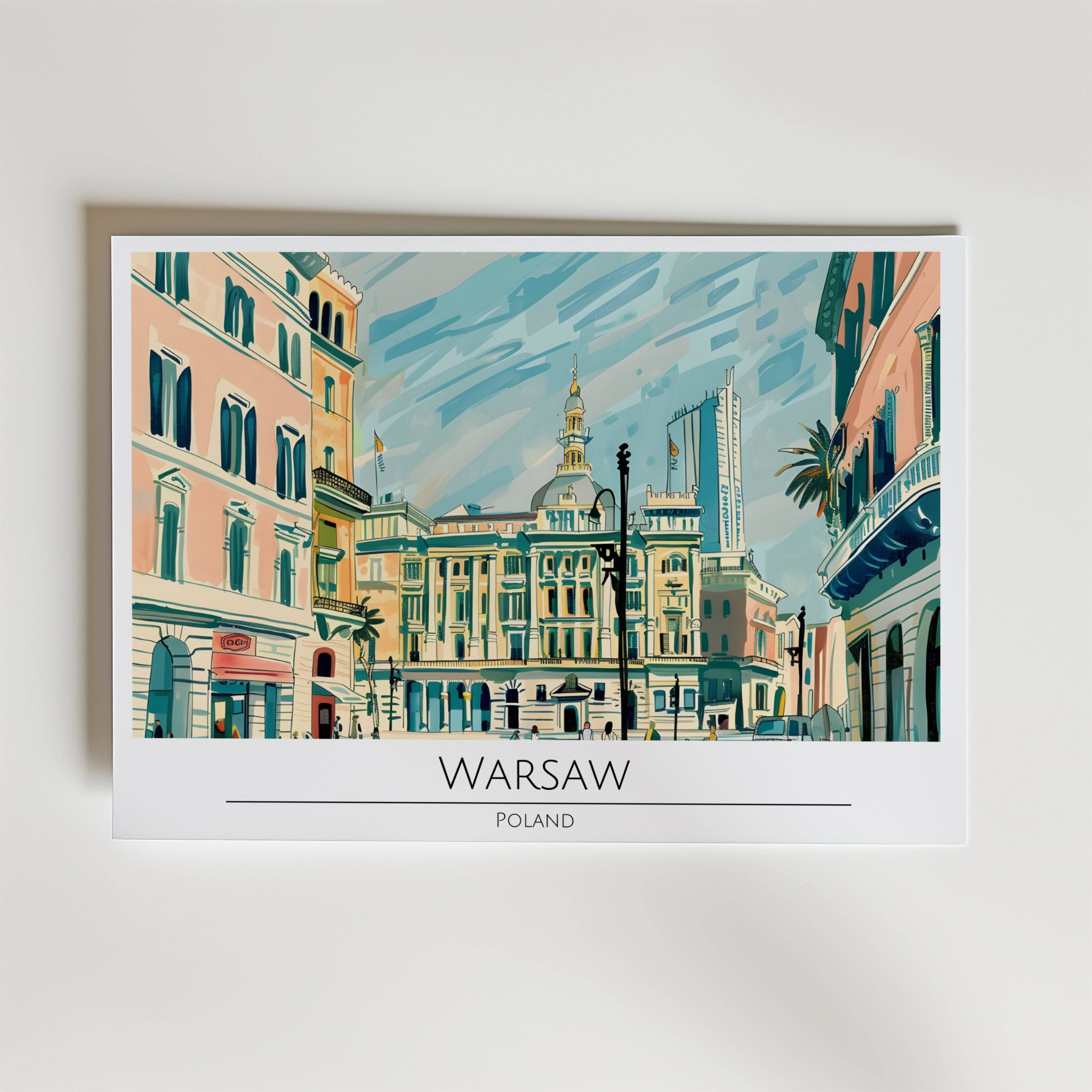 Warsaw City Square Poster - Fine Art Poster 13x18 cm