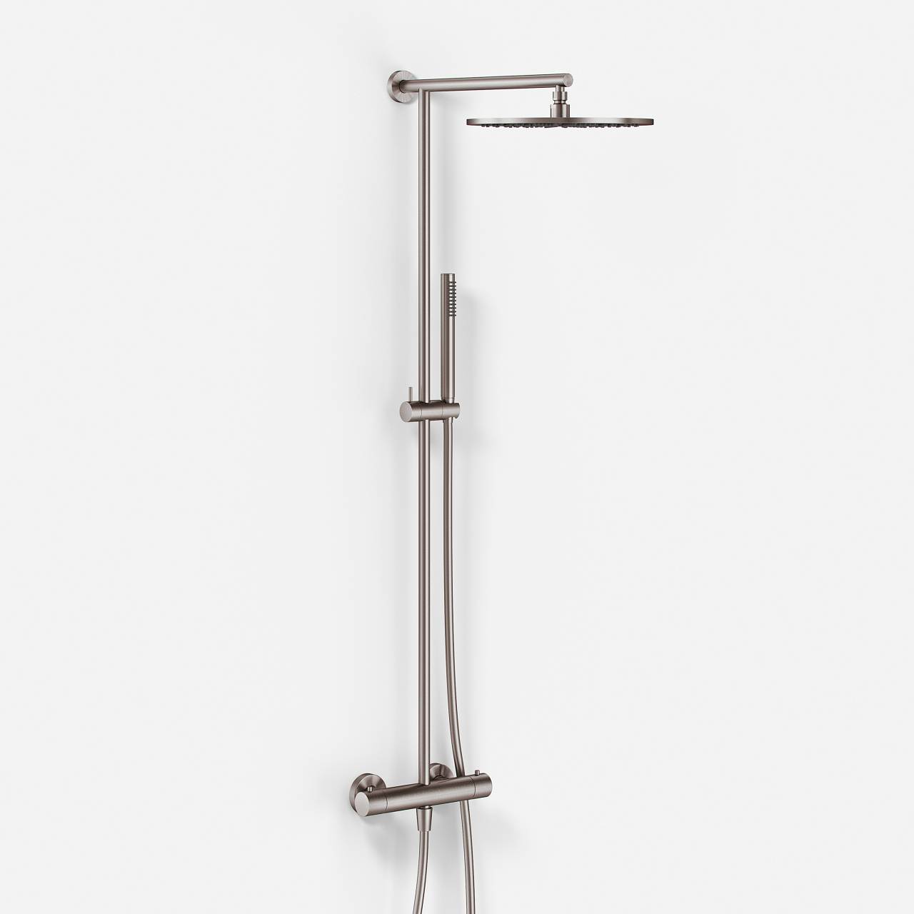 Semplice SRL10 S03 - Termostatsæt Rain DeLuxe RHB30 Ø30 cm PVD Børstet Stål Brusearmatur - fra Bad&Stil.