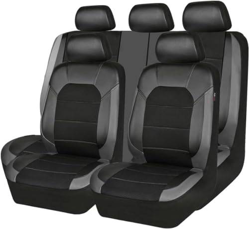 DELPOS Sätesöverdrag bil bilsätesöverdrag universal set för VW Volkswagen GLI/Multivan T7/T-ROC/T-ROC Cabriolet/T-Cross/Sharan biltillbehör, svart grå