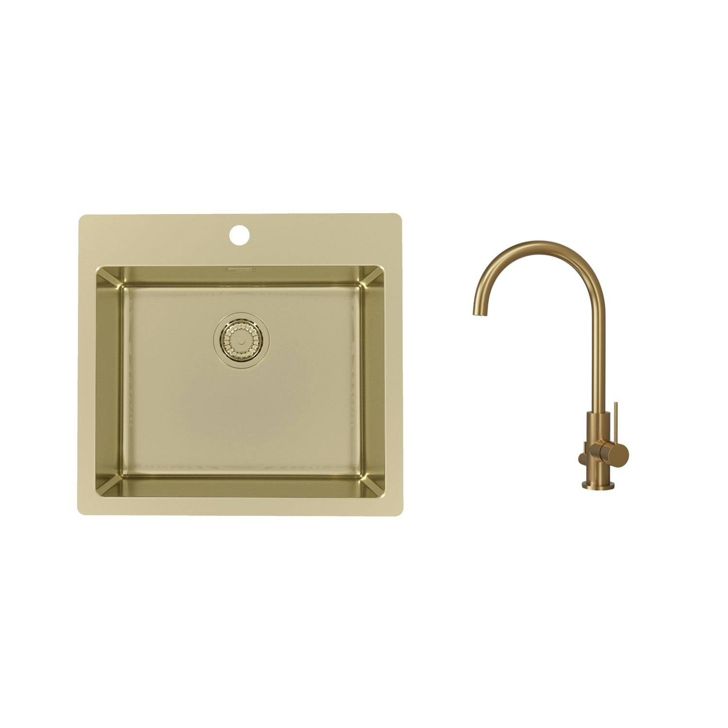Diskho Stala Monarch-T50 med Köksblandare Scandtap Steel Equip D Guld/Sand
