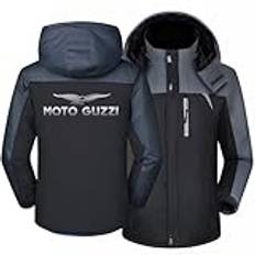 Vinterjacka Herr För MOTO GU-zzi Tjock Varm Kappa Skidjacka Vindtät Skidjacka Med Huva Fleecefoder Softshelljacka Mountain Windbreaker,Grey-5XL