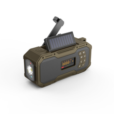 Nødradio batteri/håndsving/solceller/USB-C (AM/FM/DAB/Lygte) - Ekstra stort 5000mAh batteri