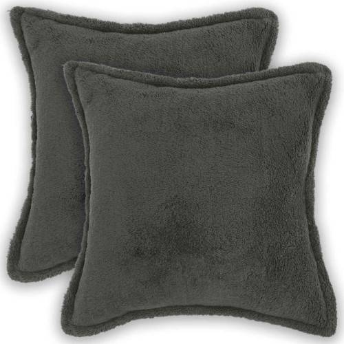 Kuddöverdrag 2 st HOUTEN Mörkgrå 45 x 45 cm Bouclé