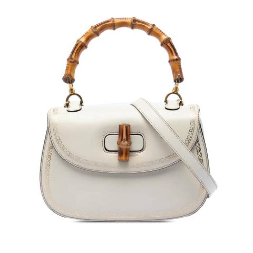 Gucci Vintage Pre-owned Bamboo Satchel - Vintage - Dame - Hvid - ONE SIZE - Uld