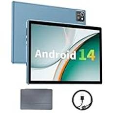 Android 13-surfplatta med fodral, 3 GB RAM 64 GB ROM (512 GB TF), fyrkärnig processor, HD 1280 x 800 IPS-pekskärm, GPS, wifi, dubbel kamera, bluetooth, 6 000 mAh batteri (blå)