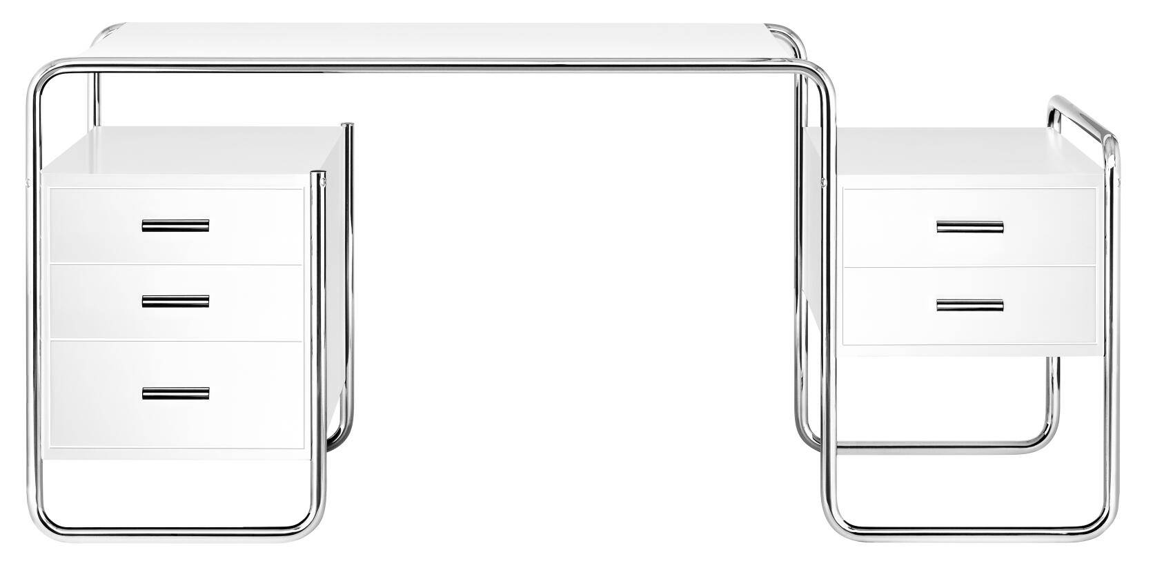 S 285 skrivebord, krom fra Thonet Lacquer pure white RAL 9010 - 1 large corpus + 1 small corpus - Jacobsen Plus