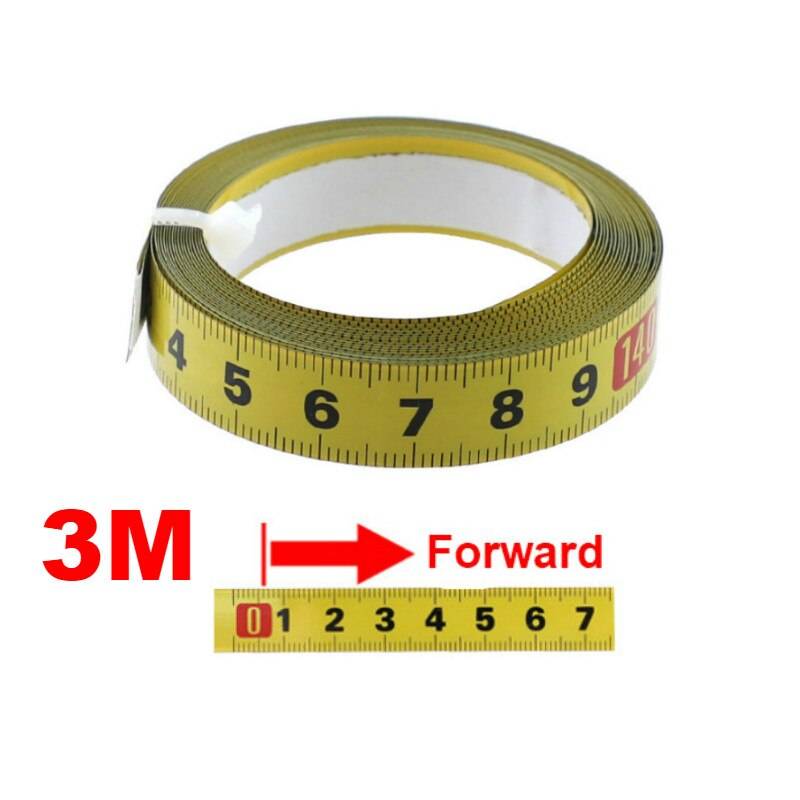 Metriskt stål geringsband måttband 0.5 '' självhäftande skala linjaltejp 1-5m för fräsbord såg t-track träbearbetningsverktyg - 3m framåt