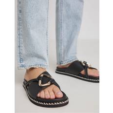 Simply Be Simply Be Black Wide Fit Whipstitch Two Strap Footbed Sandals