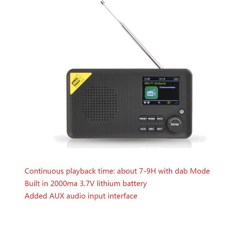 Bärbar bluetooth 5.0 digital radio dab/dab+ och fm-mottagare uppladdningsbar lätt hemmakontorsradio - Typ 2