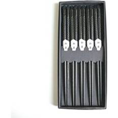 Vintage trä ätpinnar set enkel indonesien järn trä ätpinnar svart låda fem par servis barn bärbar naturlig