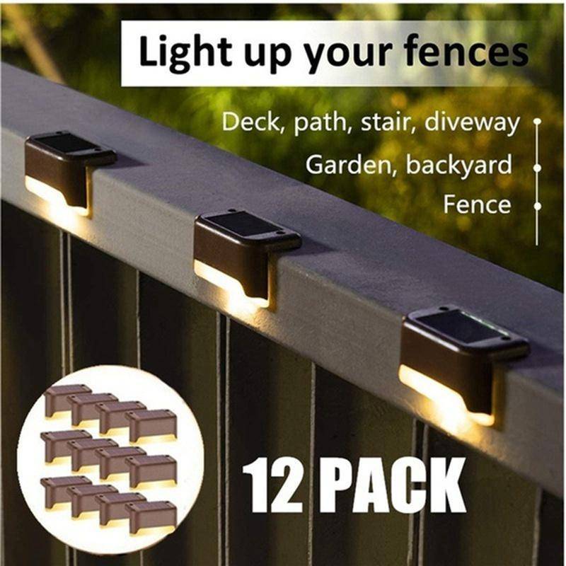 1/2/4/8/12/16Pack Solar Deck Lights Utomhus LED Steg Solar Light för Trädgård Landskap Balkong Staket Stäng Steg Yard brun