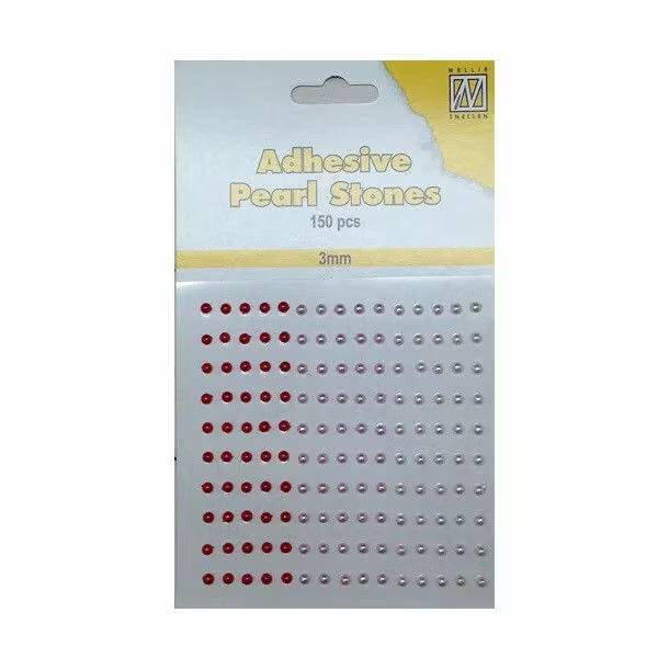 Nellie Snellen Adhesive Pearl Stones 3 mm - Röd