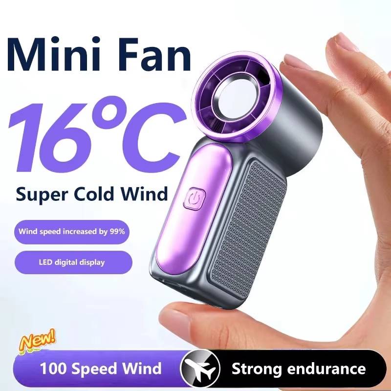 2026 Mini Portable Handheld Fan with Digital Display Speeds Adjustable USB Rechargeable Pocket Cooling Fan for Outdoor Travel