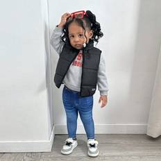 3st/set Baby Girl Söt svart fleecevästjacka, luvtröja med bokstavstryck och resårbyxor i midjan för höst/vinter (6-9M,9-12M,12-18M,18-24M,2-3Y)