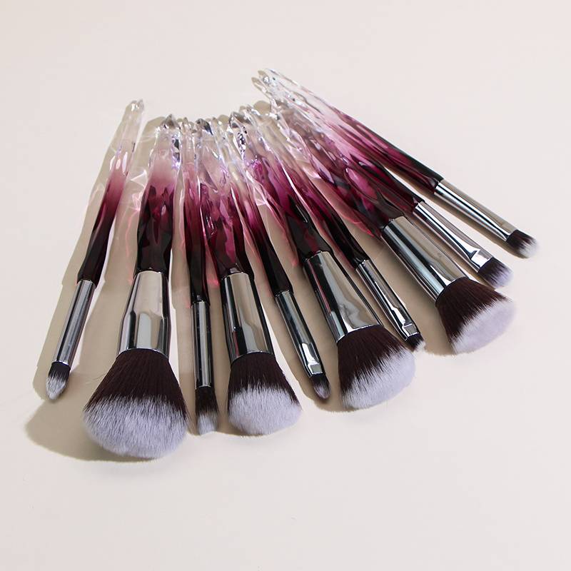 TEMU 10pcs Makeup Brushes Popular Crystal Style Makeup Brush Set, Premium Synthetic Bristles Cosmetic Brush Professional Face Foundation Concealer Blush Eye Shadow Makeup Tools