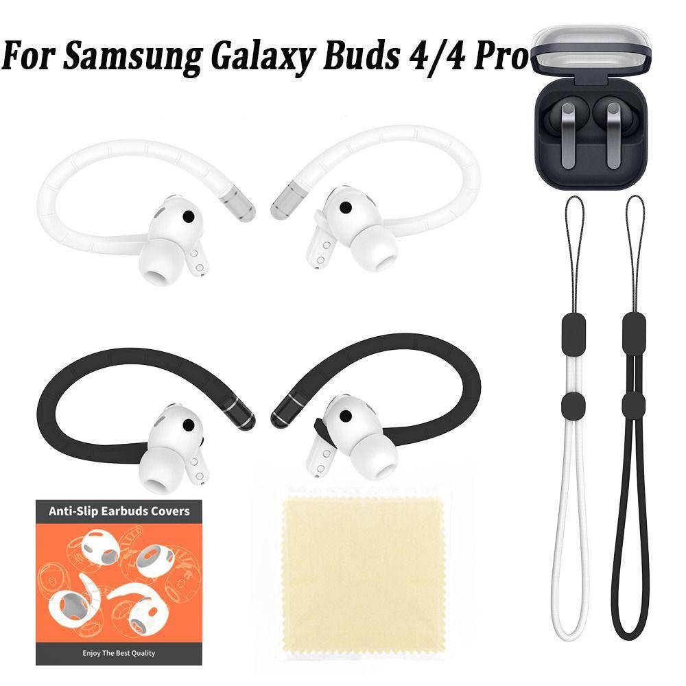 Silikonförlustskyddande Öronkrok för Samsung Galaxy Buds 4/4 Pro Trådlösa Hörlurar Tillbehör svart