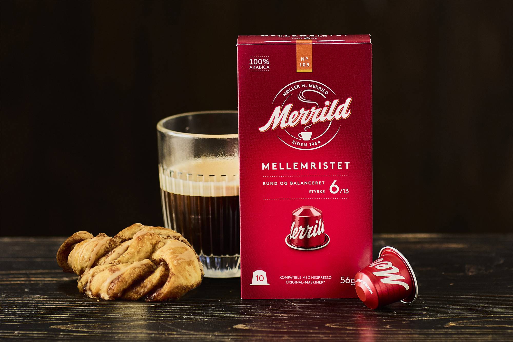 10 x pakker Nespresso Merrild Mellemristet til Nespresso® (100 kapsler)