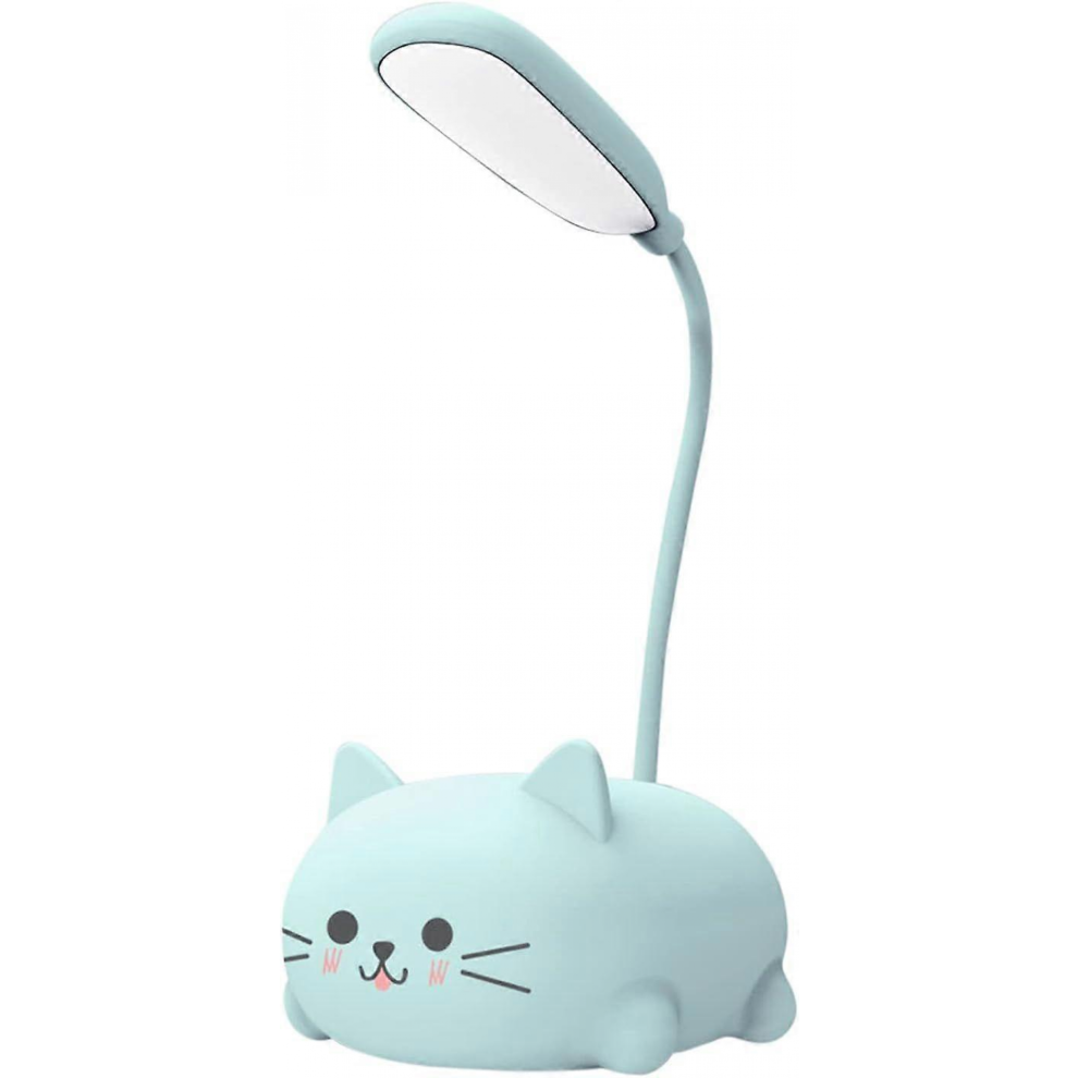 Skrivbordslampa för barn, söt katt LED-bordslampa med flexibel arm, USB-laddningsbar bordslampa, ögonskydd, läslampa, tecknade kawaii-s