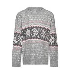 LINDEX Sweater Winter Fair Isle |Grey |134/140