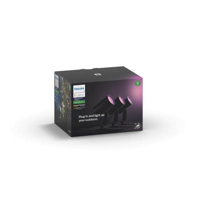 Philips Hue Lily White and Color Ambiance Udendørs Spotsæt Antracit 3x8W