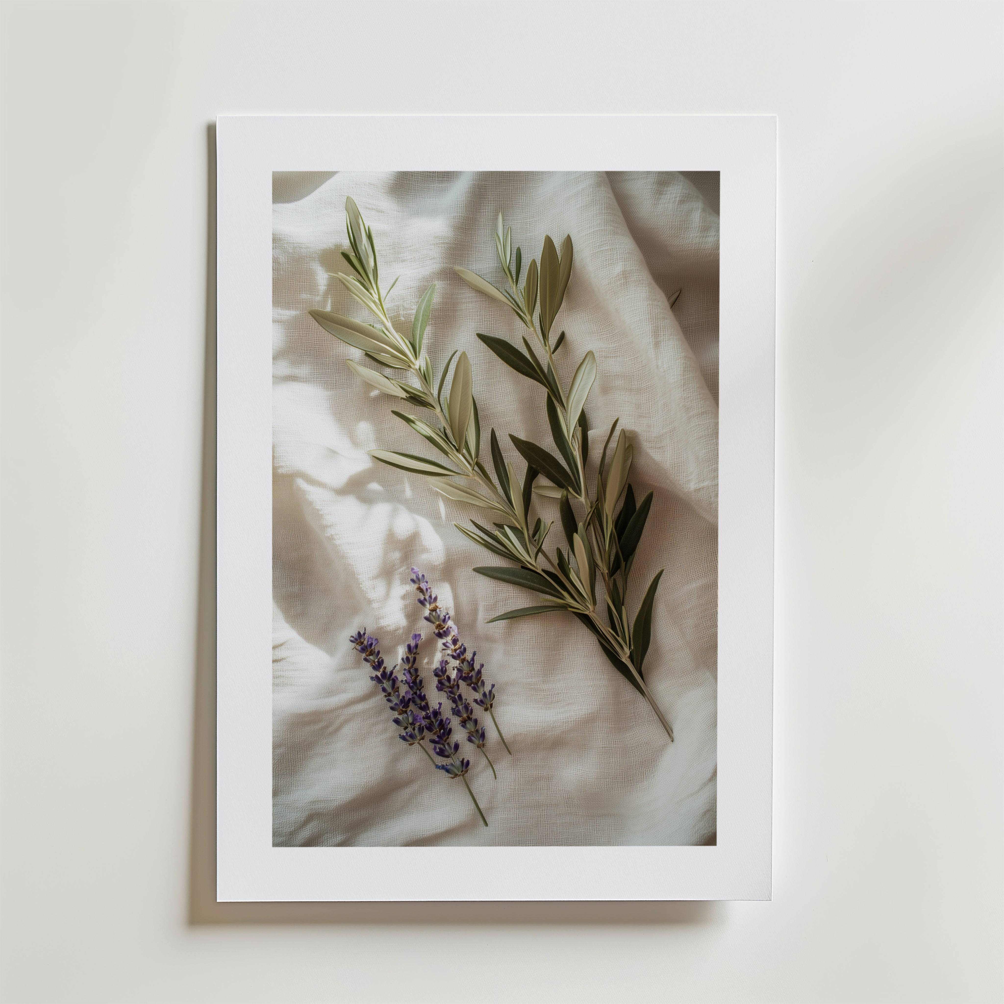 Linen & Leaves Poster - Fine Art Poster 13x18 cm