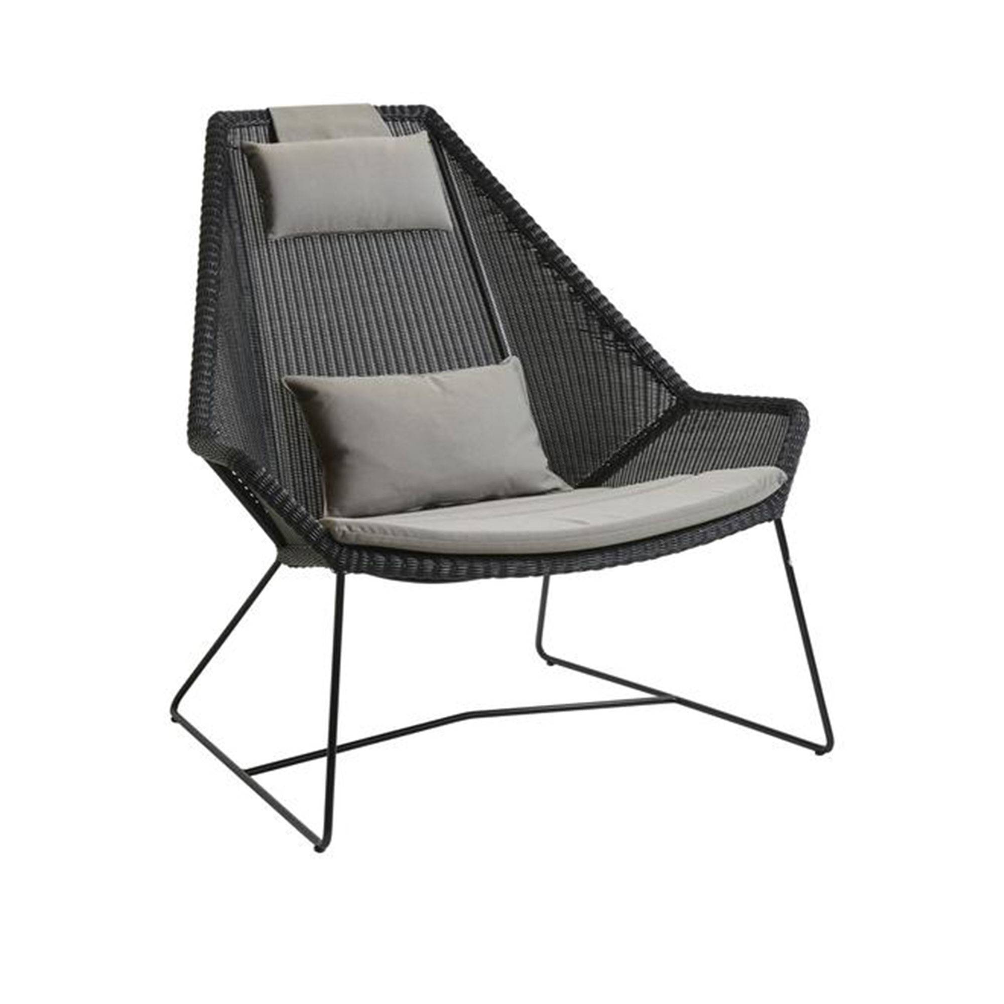 Cane-Line - Breeze Highback Chair Incl. Taupe Cushion, Black, Cane-Line Fiber - Loungestole - Strand+Hvass