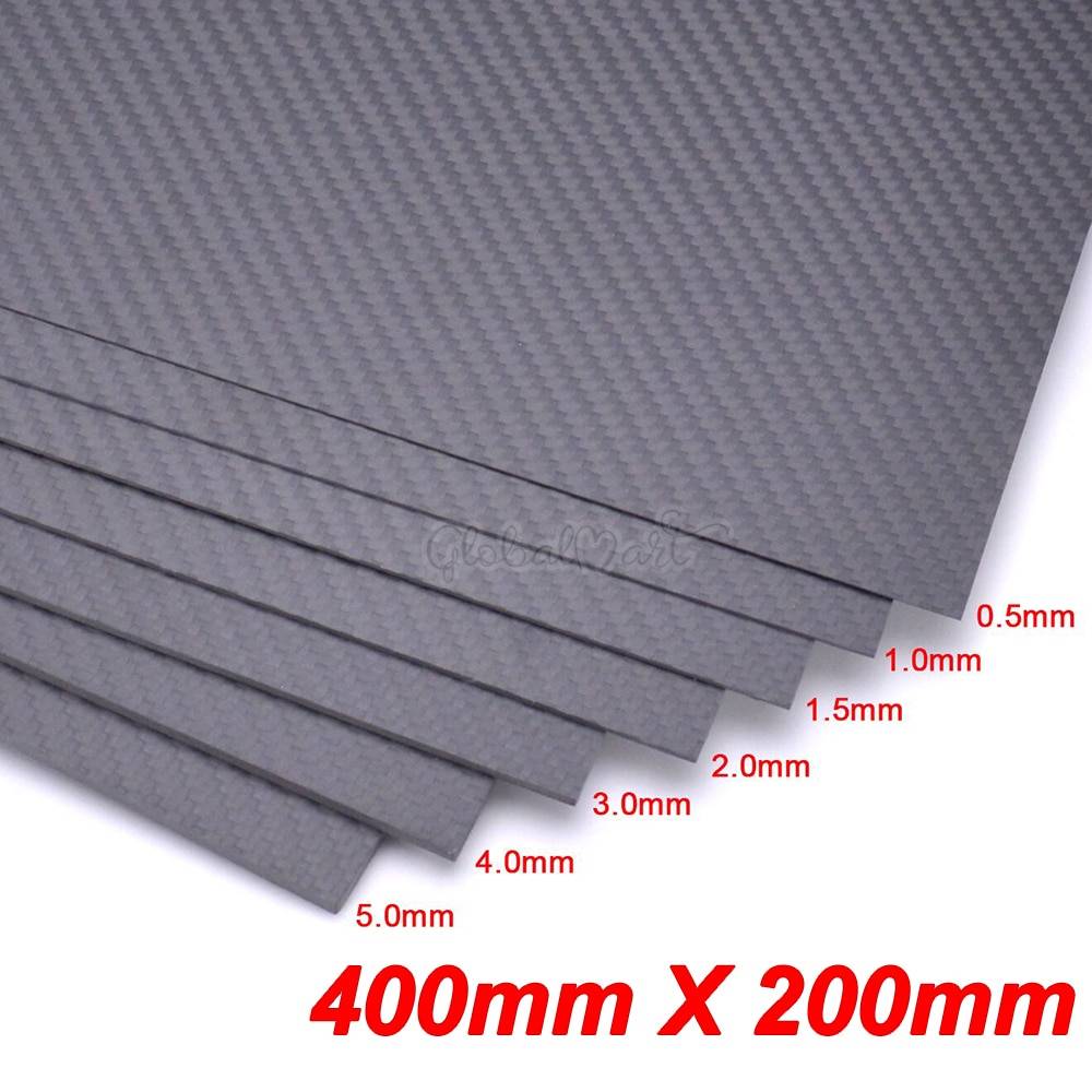 3k kolfiberplåtpanelplåt 400mm x 200mm 0.5mm 1mm 1.5mm 2mm 3mm 4mm 5mm högkomposit hårdhetsmaterialplatta - 0.5mm tjocklek