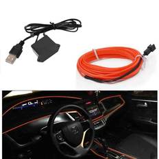 3/5M Bil LED Kallljus Flexibel Neontråd Auto Lampor På Bil Kall Ljus Strips Linje Dekorativ 5M-USB orange