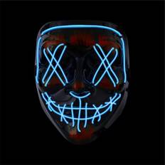 Halloween Maske Purge LED - Kostümmaske steuerbar für Halloween, Fasching & Karneval als Kostüm & Verleidung für Herren & Damen (Farbauswahl) (blau)