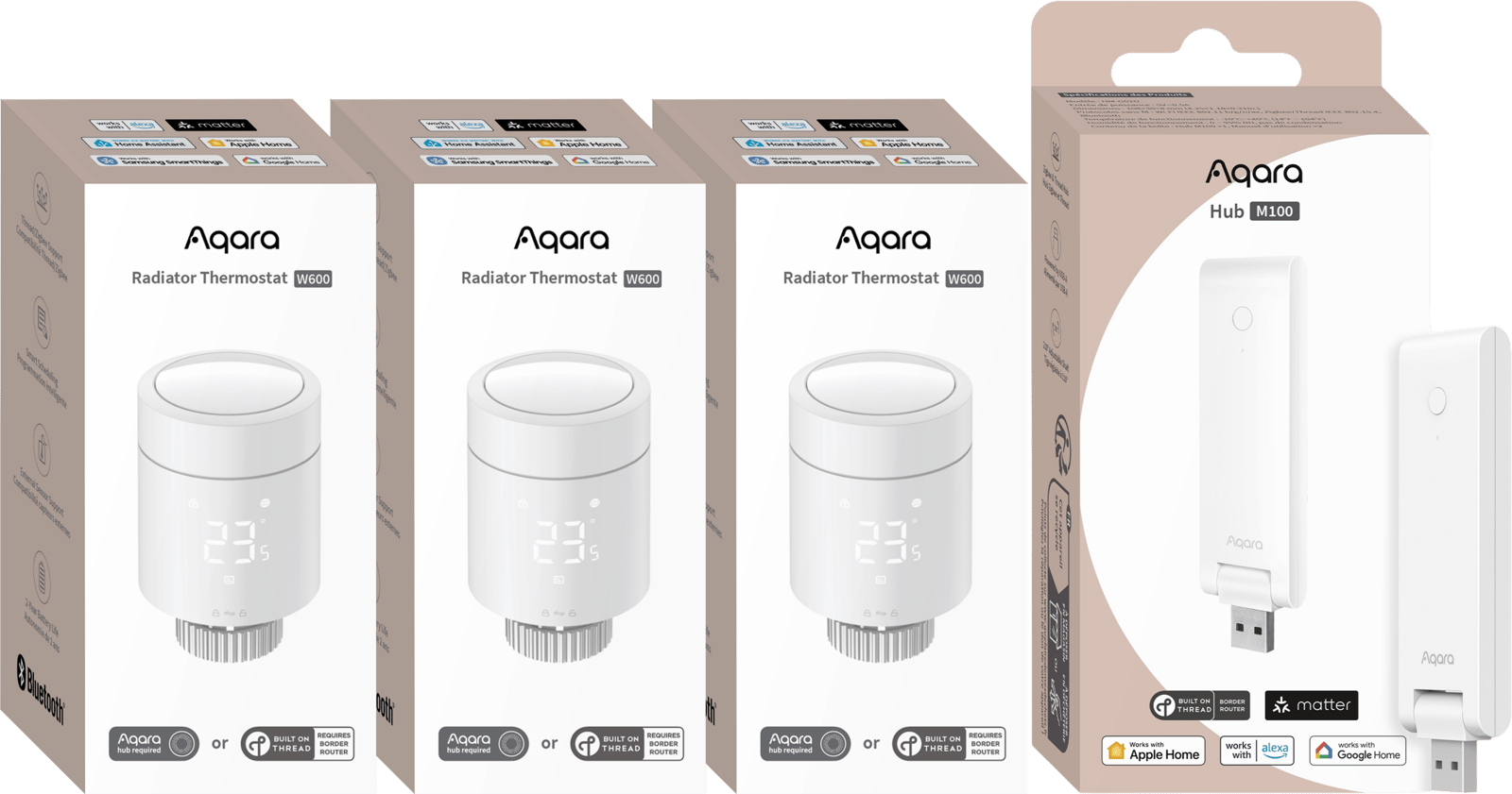 Aqara Radiator Thermostat W600 3-pack + Aqara Hub M100