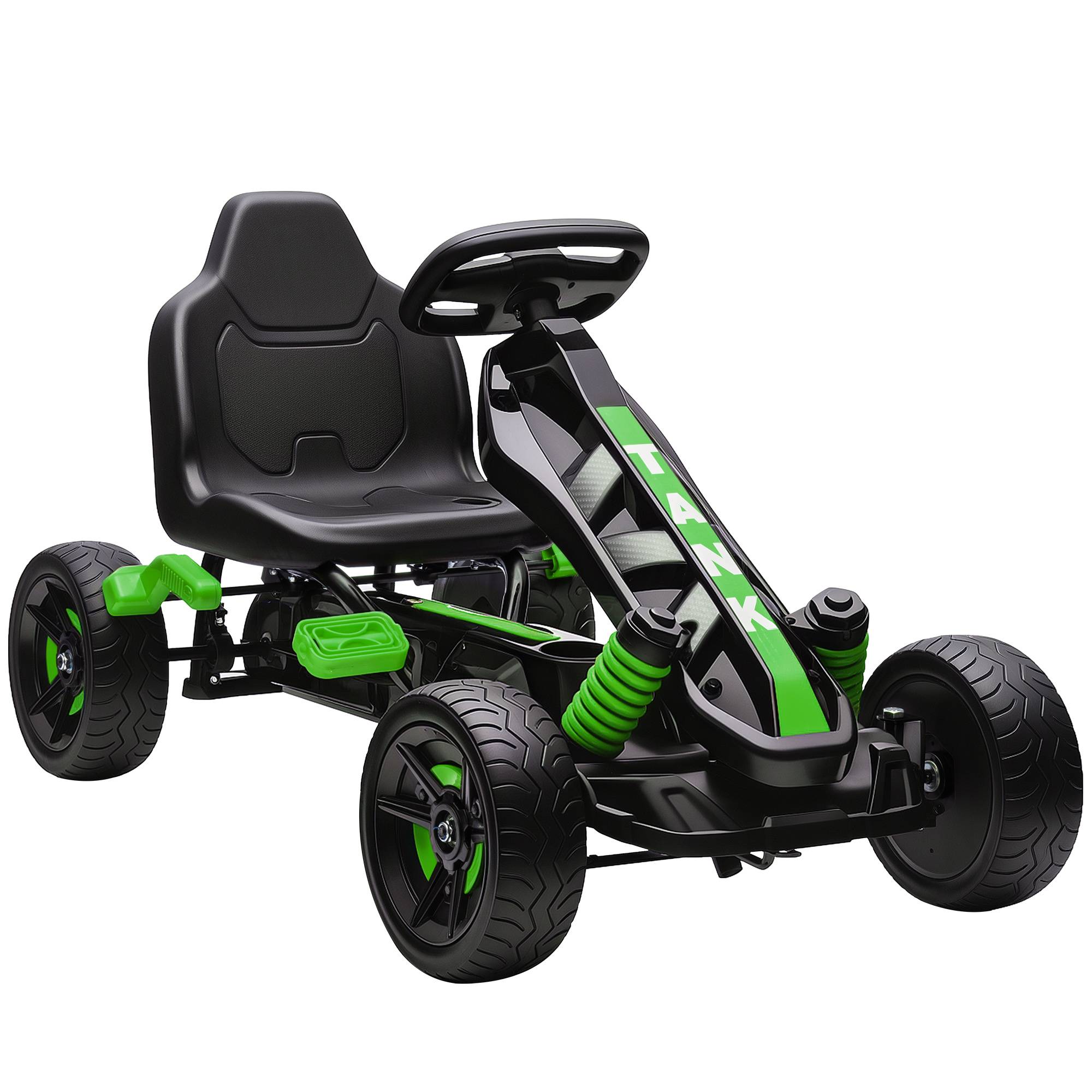 AIYAPLAY Kids Pedal Go Kart, Automatic Clutch, Safety Brake, EVA Anti-Slip Wheels, Outdoor Ride On for Ages 3–6, Green Aosom UK