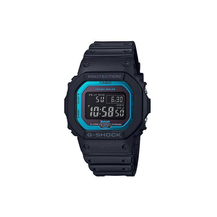 G-Shock Square Glacier Retro Six-Station Radio Wave Bluetooth Solar Quartz Movement Resin Strap Watch Men watches Black GW-B5600-2PR Regular Watch Box,Dark Blue