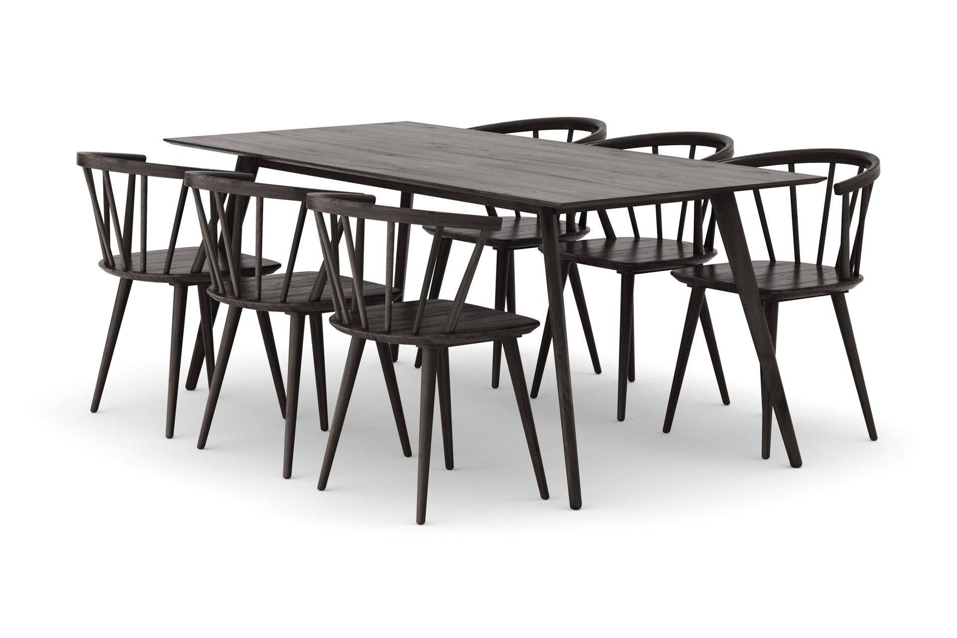 Tyrö Matgrupp med 6 st Karmstolar - Smoked Oak/Smoked Oak Brun Bark