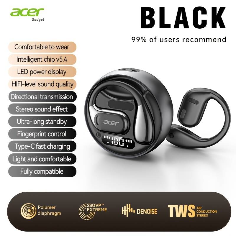 Acer Ohr510 Wireless Open-ear Headphone, Wireless 5.4 Chip, Fashionable Earbuds With , Noise Cancellation Earphones, Hifi Music Headset For Travel Sports Fitness, Electronic Product, Long