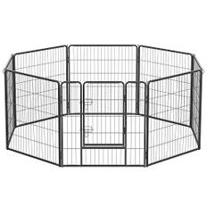 8-panels Kravlegård til Kæledyr, Jernhundebur, Kraftigt Kæledyrstag, Hvalpepen, Foldbar og Bærbar, 77x80 Cm, Grå