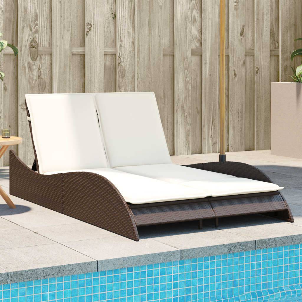 Liggestol Med Hynde Polyrattan - Brun / 114 x 205 x 73 cm