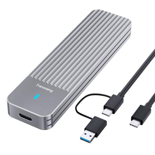 fanxiang M.2 NVMe/SATA-hölje, dubbelt protokoll ssd-hölje USB 3.2 Gen2 10 Gbps, upp till 4 TB M-tangent/B+M-nyckel, med 2-i-1-kablar för 2230/2242/2260/2280—MD87