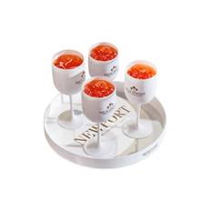 Palm Springs serveringsset - Vit (Bricka: Ø: 35 x H: 4 cm | Glas: Ø: 8,5 x H: 22 cm 42 cl)