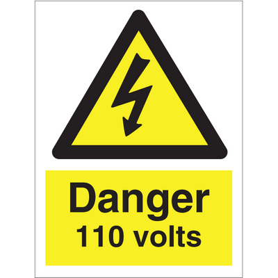 Danger 110 volt 200x150 mm