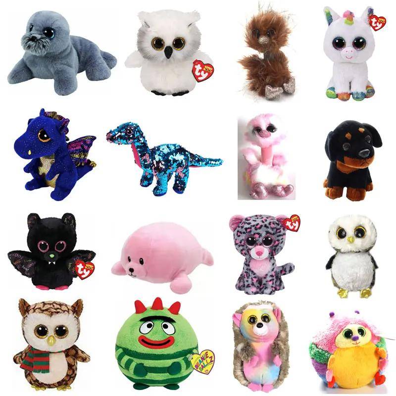 25cm Ty Beanie Glitter Stora Ögon Fladdermus Dartuggla Austin Sjölejon Wiggy Enhörning Pixy Kawaii Djur Gosedjur Jul Barnpresent