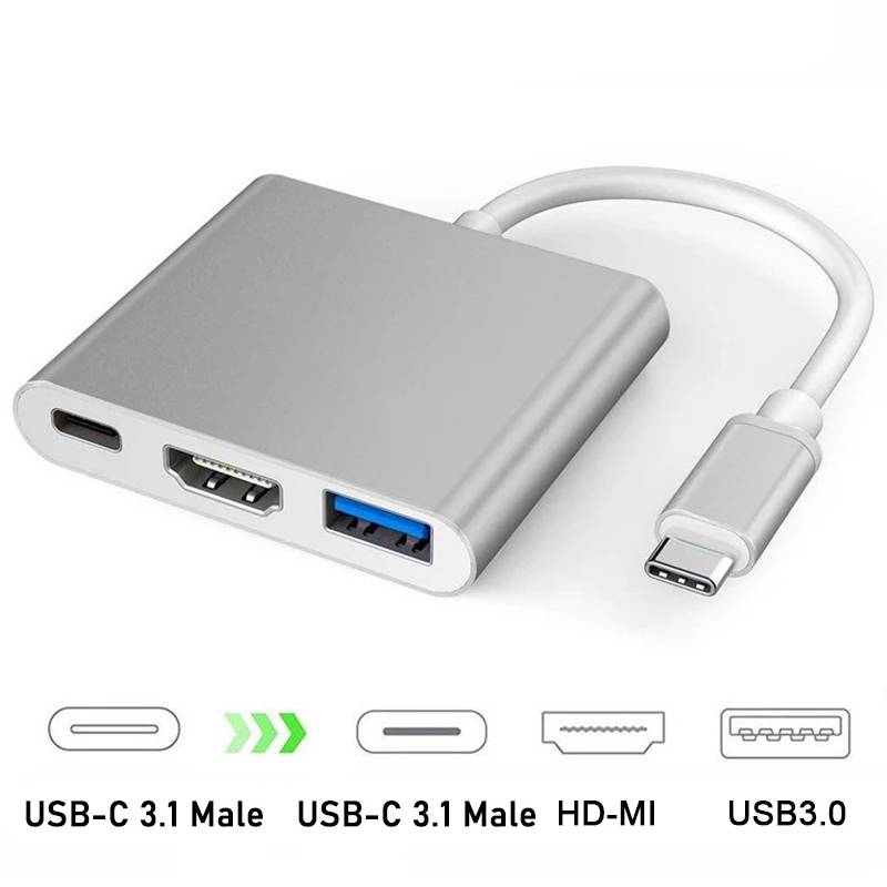 3 in 1 USB-C To HDMI-compatible Adapter Cable Converter for Samsung Huawei iPad Mac NS USB 3.1 Type C To HD 4K USB 3.0 Cable