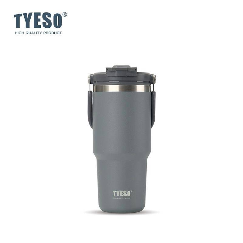 Tyeso 750ml Vakuummugg med Handtag Dubbel-Dryck Kaffemugg 304 Rostfritt Stål Ismugg Bilflaska Varm/Kall Hållande Termosar