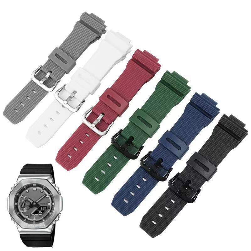 Klocktillbehör Armband För Casio G-Shock GM-2100 GM-S2100 GA-2100 GM-5600/GA5600 silikon herr sport vattentät armband 16mm gray