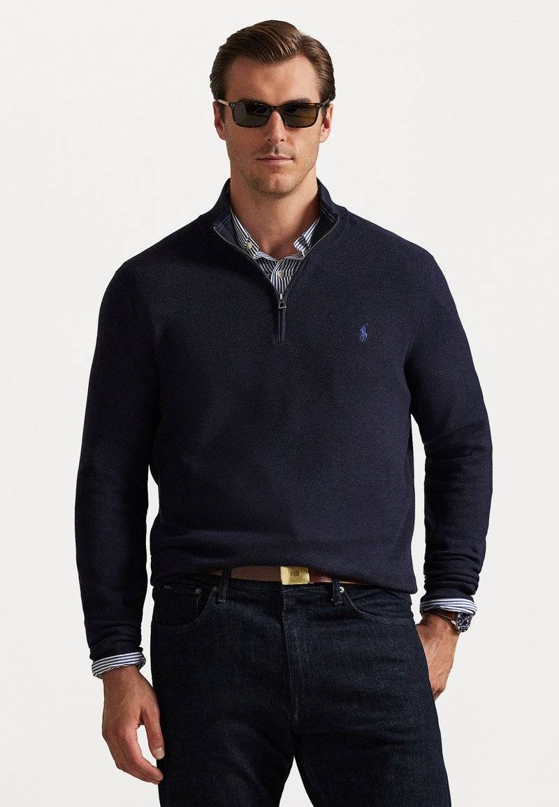 Polo Ralph Lauren Big & Tall MESH-KNIT COTTON QUARTER-ZIP JUMPER - Stickad tröja - navy heather