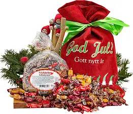 Julsäck Julkolamix 600 g Tomtedans Röd God Jul